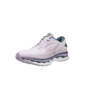 NEW MIZUNO women wave sky 6 running shoe in pastel lilac/white
